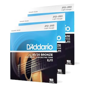 Cordas de guitarra acústica D`Addario EJ11-3D 80/20 Bronze