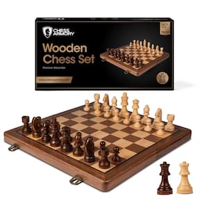 Conjunto de xadrez Chess Armory Premium de madeira de nogueira 38 cm