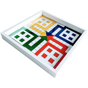 Jogo de tabuleiro Ludo com tampa de vidro, 16 fichas e 2 dados