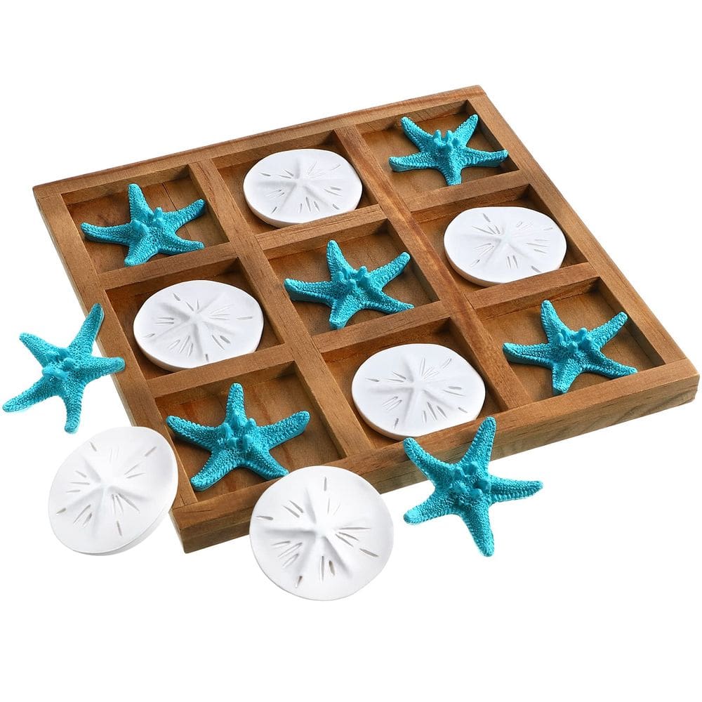 Jogo Tic Tac Toe Chunful Beach House Decor em madeira com resina