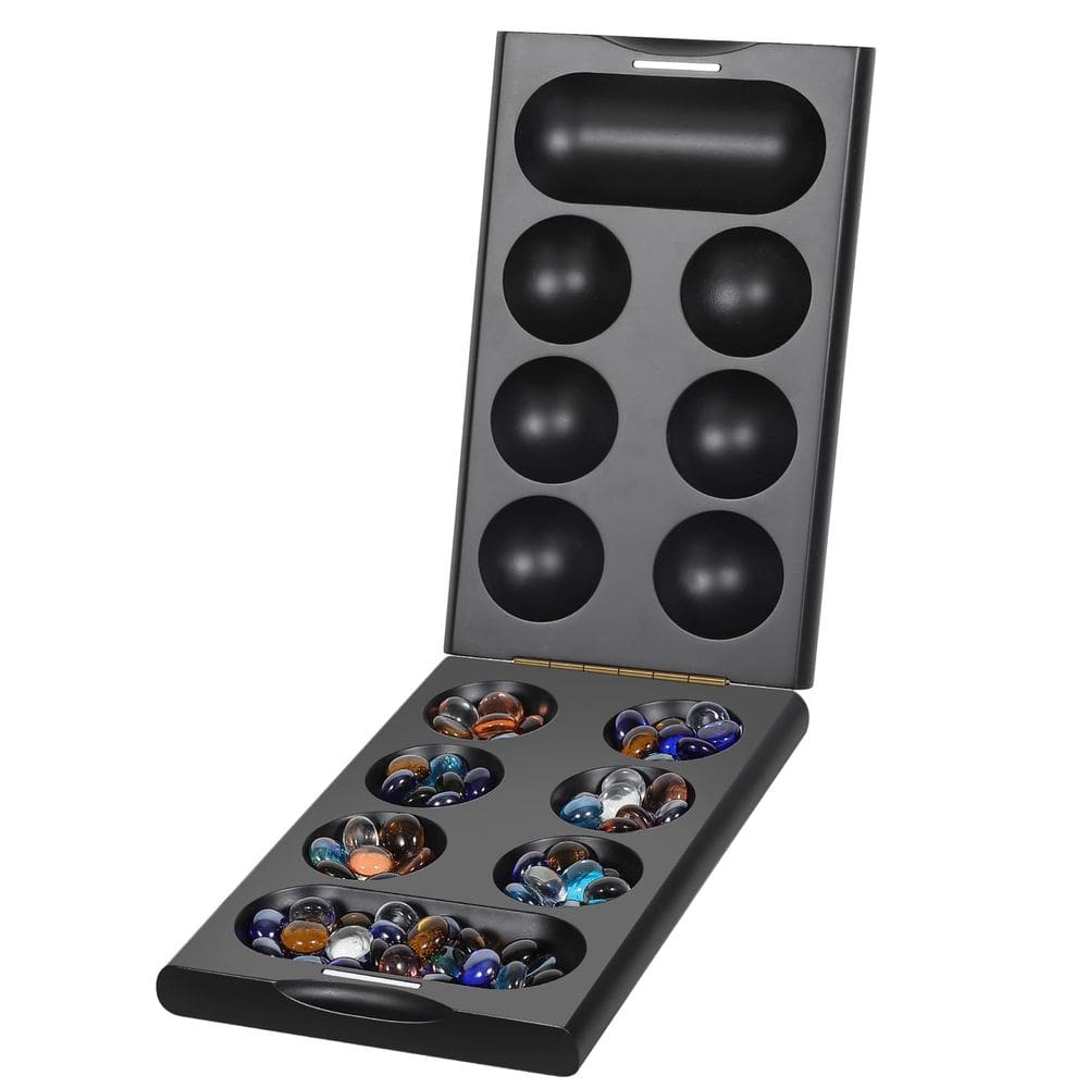 Jogo de tabuleiro Mancala ELONGDI de madeira com 48 + 24 pedras de vidro
