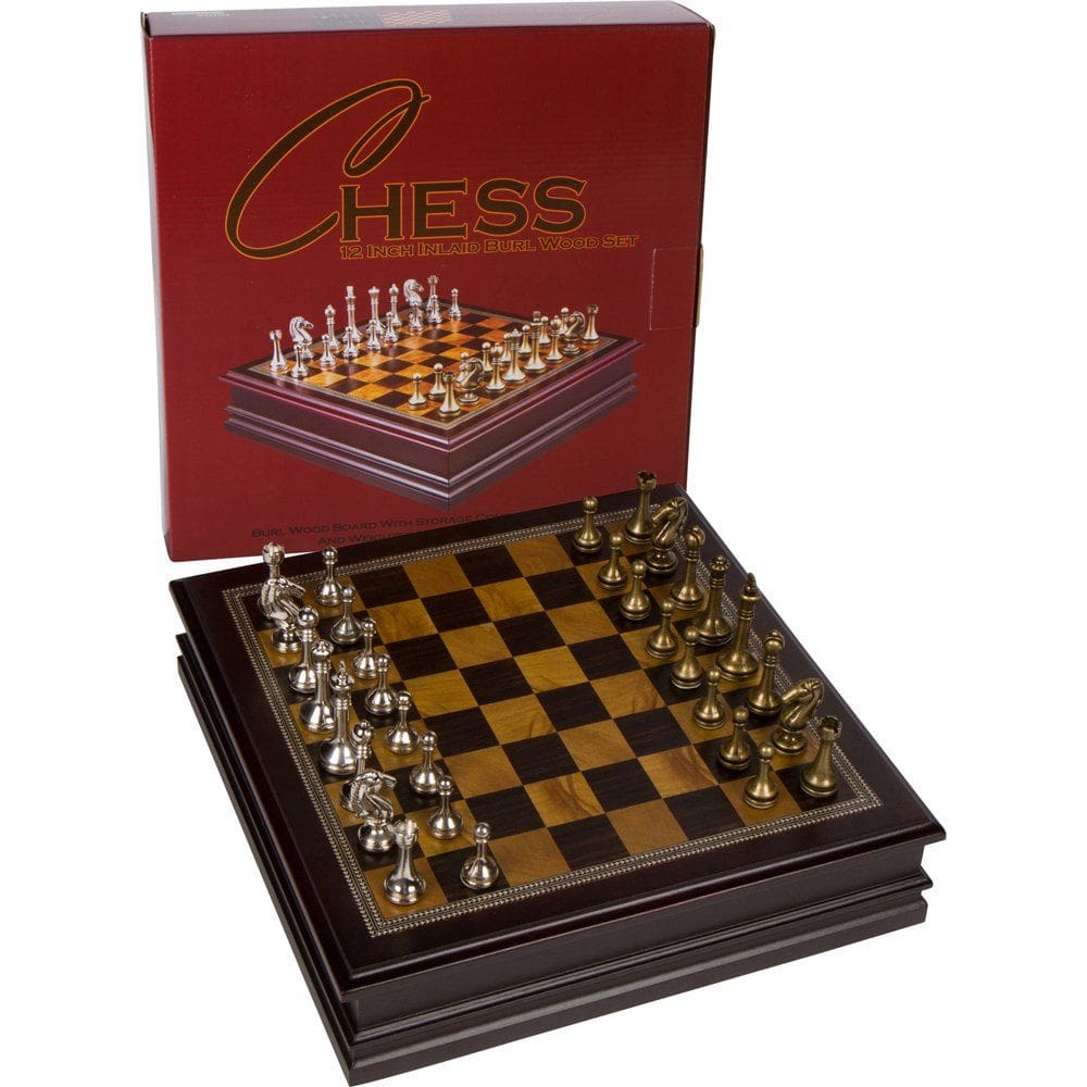 Conjunto de xadrez Melhor conjunto de xadrez Grace Inlaid Wood com peças de metal