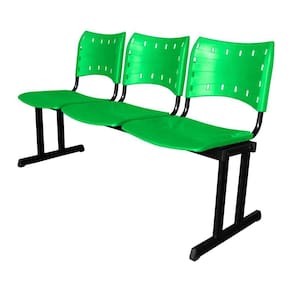Cadeira Iso Pp Rp Longarina 3 Lugares Color Verde