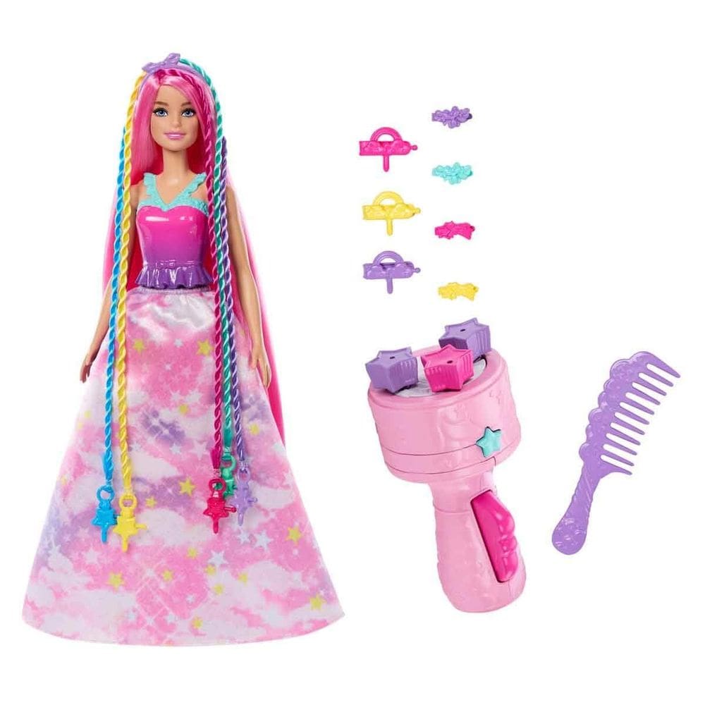 Boneca Barbie Magical Braided Hair com extensões de arco-íris JCW55