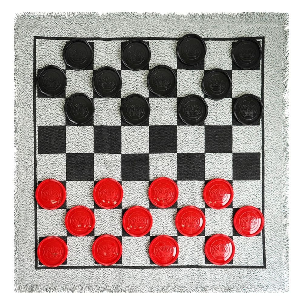 Jogo de tabuleiro Giant Checkers SEETOOOGAMES Tapete reversível 3 em 1