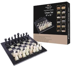Conjunto de xadrez Marble Hives Black & Onyx 38x38cm com 32 peças