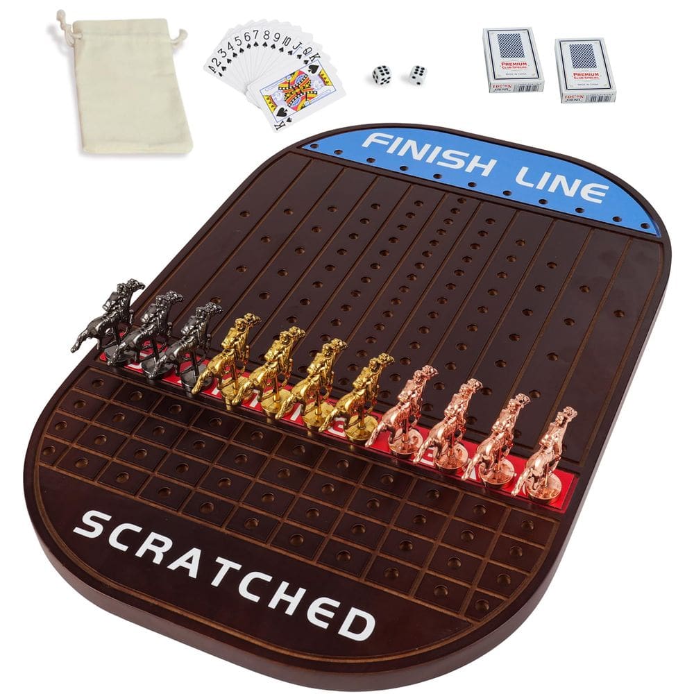 Jogo de tabuleiro de corrida de cavalos Jyquorp Racing Game Solid Wood 11 Horses