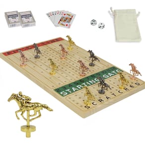 Jogo de tabuleiro HOROW Finish Line Luxury Edition com cavalos de metal