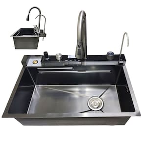 Cuba Gourmet Inox Premium Inteligente Pia Torneira Cascata Mangueira Limpador de Copo Cozinha Dispenser Painel Monocomando Sistema Anti Ruido