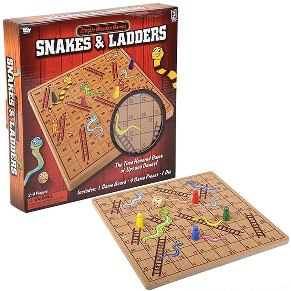 Jogo de tabuleiro The Dreidel Company Classic Wooden Snakes & Ladders
