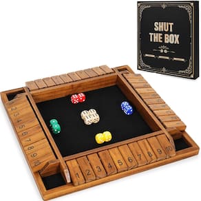 Jogo de tabuleiro Vamslove Shut The Box 30cm com 12 dados para 2-4