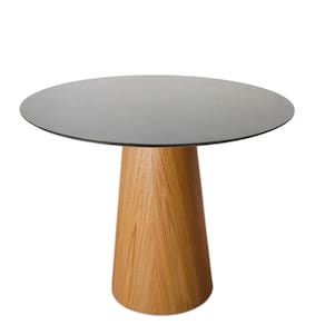 Mesa de Jantar Cone Redonda 150 cm Base Madeira Freijó Tampo Laqueado