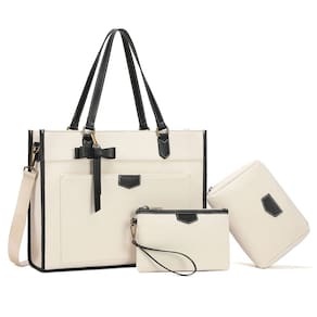 Sacola para laptop Keyli Canvas para mulheres de 15,6" branca