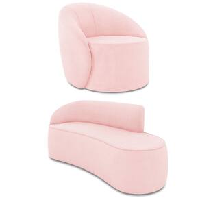 Sofá 3 Lugares Orgânico 180cm Morgan e Poltrona Lua Suede Rosa Bebê D03 - D`Rossi