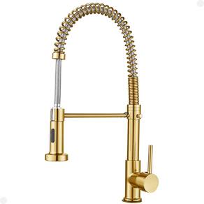 Torneira Gourmet Cozinha Flexível Com Misturador Monocomando Dourada Gold