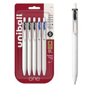 Canetas de gel Uni-Ball uni one retráteis de ponto médio de 0,7 mm, pacote com 5