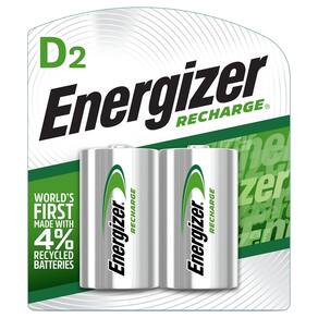Baterias recarregáveis Energizer D NiMH 2500mAh, pacote com 2