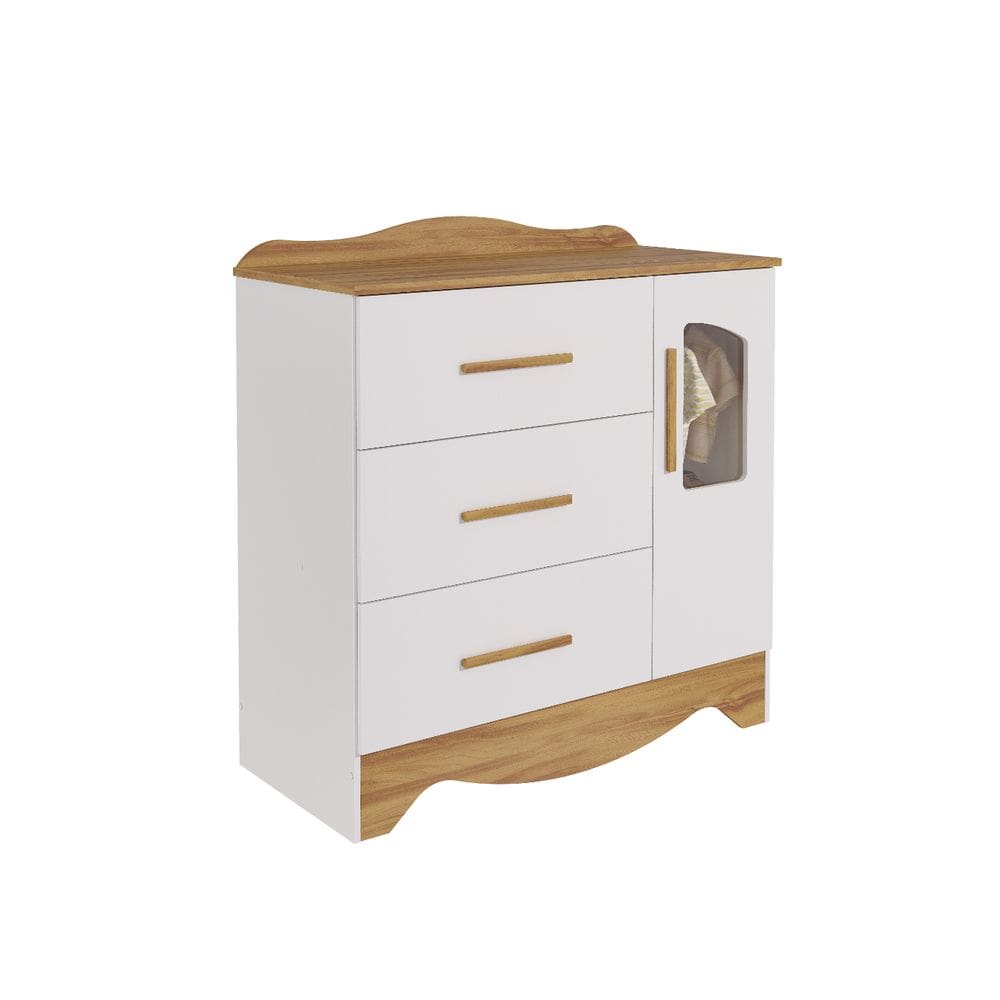 Comoda Moveis Peroba Lisi 03 gavetas 01 porta MDF