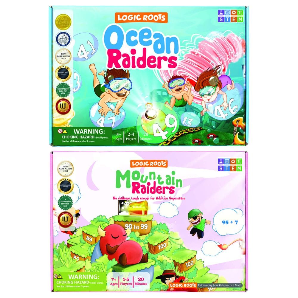 Jogos de tabuleiro matemáticos Logic Roots Addition Mountain Ocean Raiders