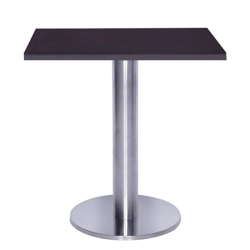 Mesa Beta Big em Inox 75 cm (Altura) com Disco Redondo com Tampo em MDP Quadrado 60 cm Cor Preto