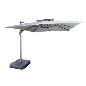 Ombrelone Lateral Trancoso Tulum Fratini 300 cm Aluminio Capa Poliéster Cinza Base Lateral Plus HDPE