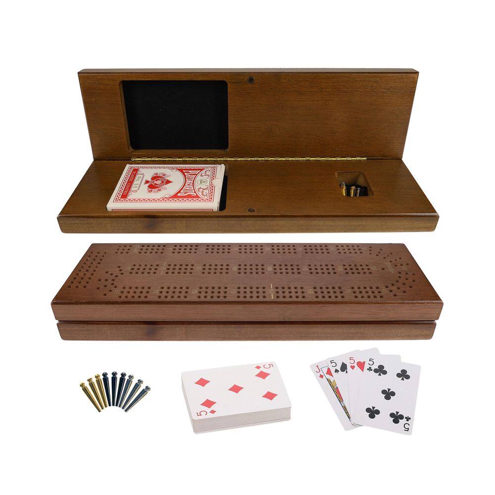 Conjunto de cribbage Board WE Games com cartas de baralho e pinos