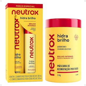 Kit Neutrox Hidra Brilho: Shampoo 300ml e Condicionador 200ml + Máscara 1Kg