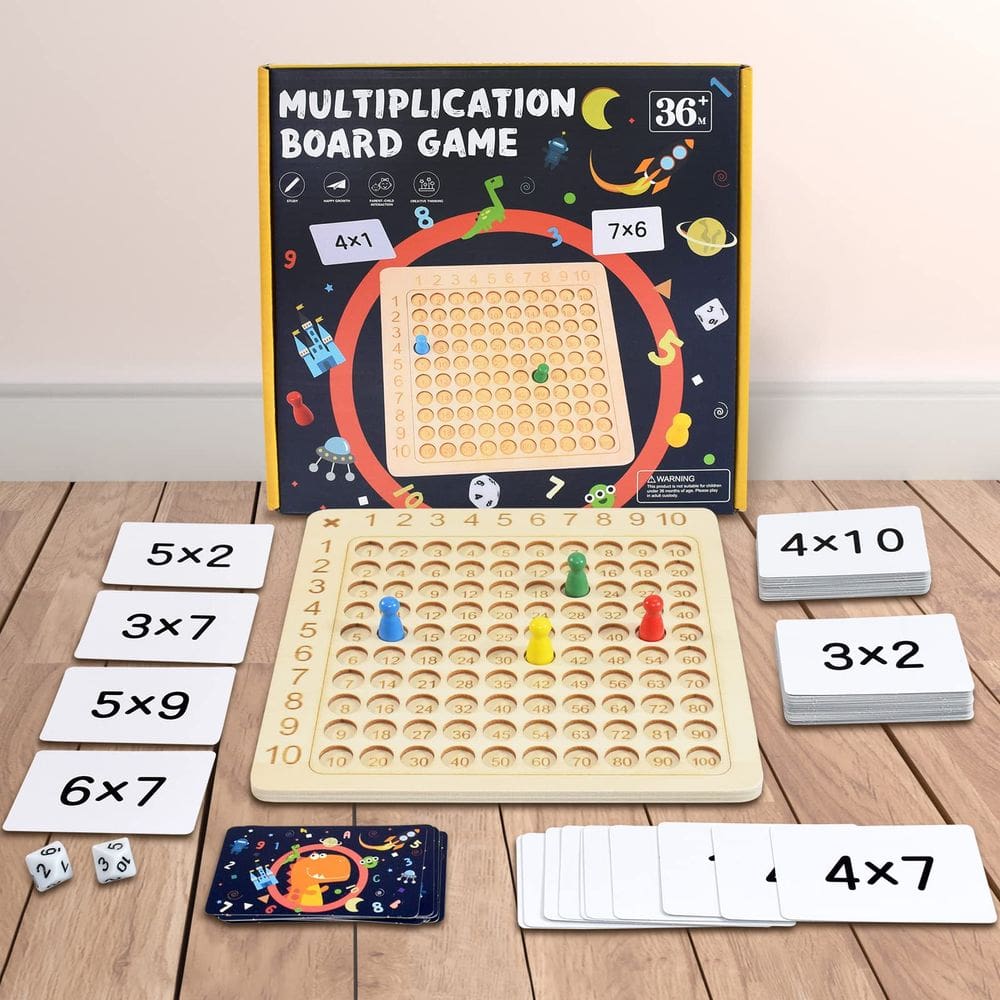 Jogo de tabuleiro de multiplicação BAKAM Wooden para crianças de 6 a 8 anos