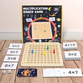 Jogo de tabuleiro de multiplicação BAKAM Wooden para crianças de 6 a 8 anos