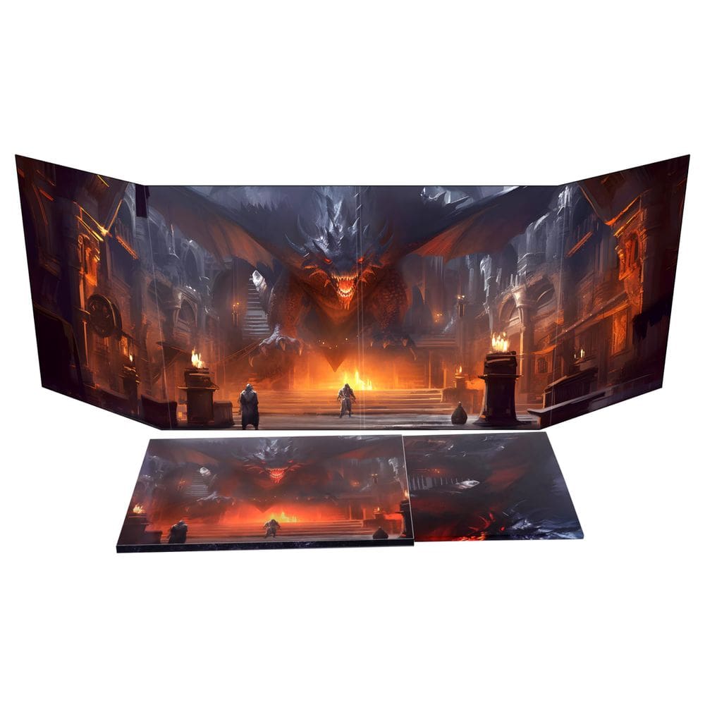 DM Screen CZYY de 4 painéis de papelão Game Master com bolsos