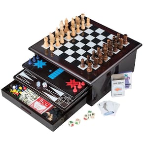 Conjunto de jogos de tabuleiro Etna Deluxe, mesa 15 em 1 com gaveta de armazenamento