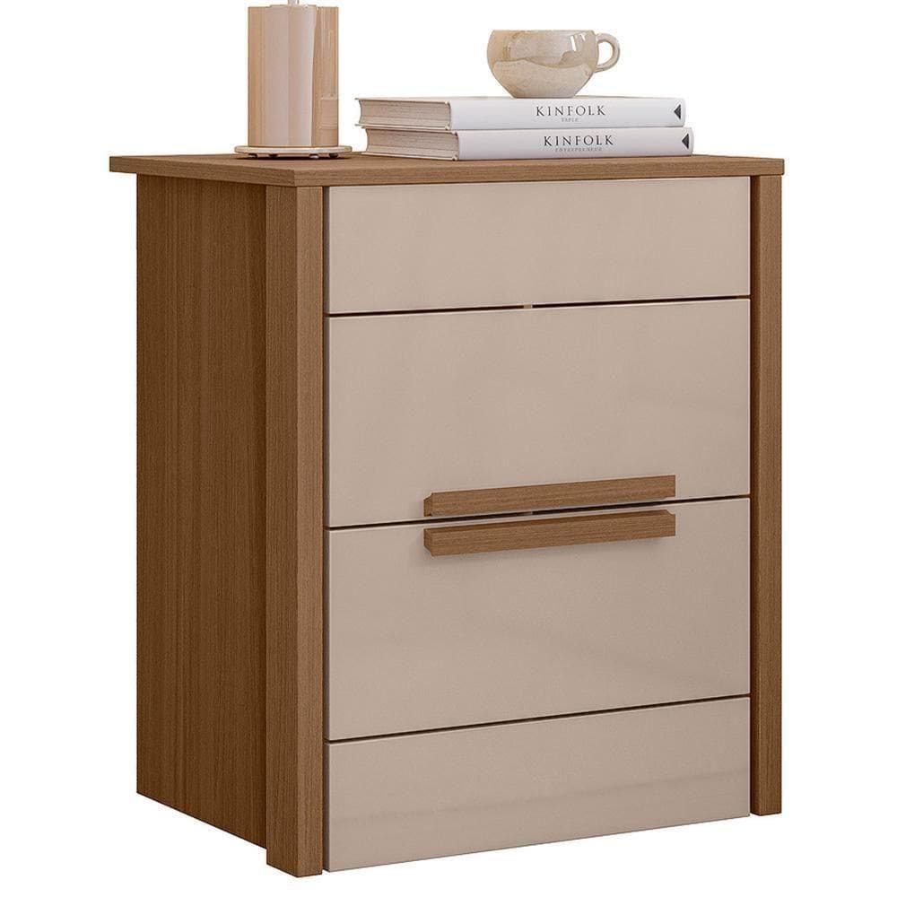 Mesa De Cabeceira Dhara 2 Gavetas Caarvalho Fendi