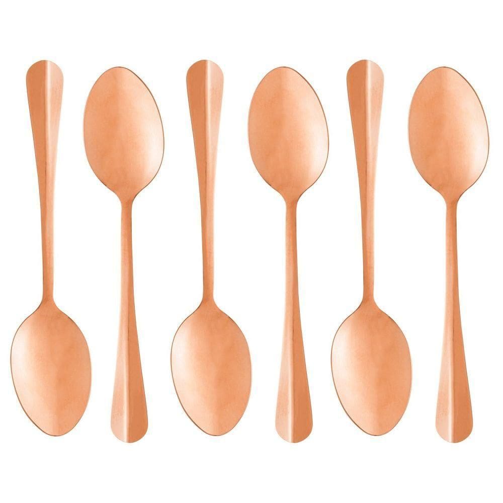 Conjunto Com 06 Colheres Para Mesa De Aço Inox Positano Rosé 18cm 1277 - Lyor