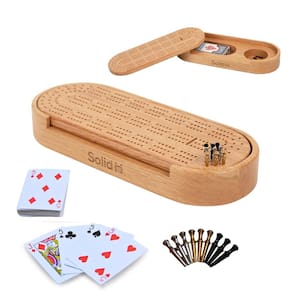 Conjunto de jogos de tabuleiro Cribbage Solid H Premium Oak com cartas de baralho