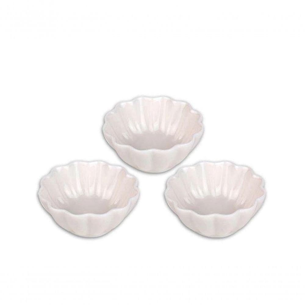 Conjunto Com 03 Petisqueiras De Porcelana Flor Pcln-075 - Haüskraft