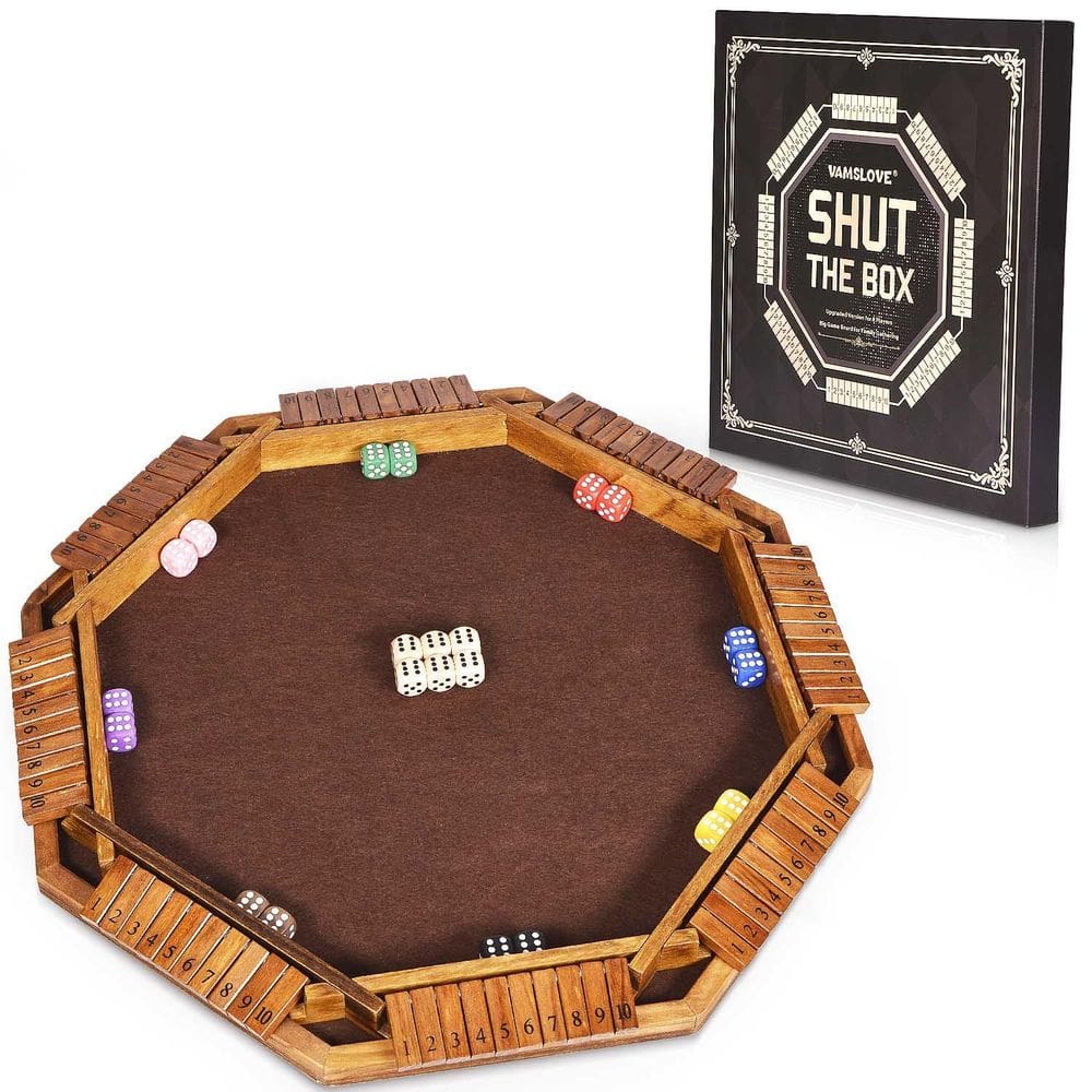 O jogo de dados Shut The Box Vamslove atualizou a madeira para 8 jogadores