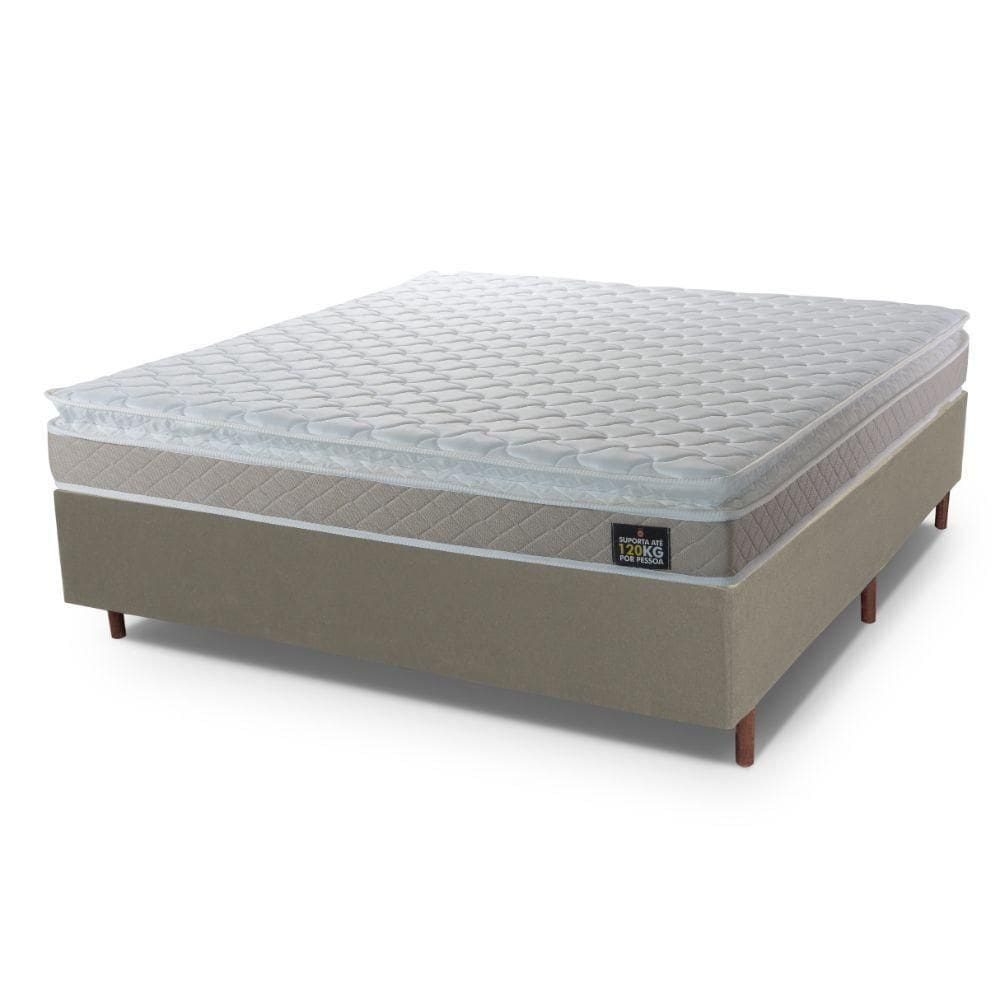 Conjunto Box Baú Casal Hellen Espuma Premium D33 Bege