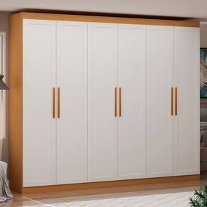 Guarda-Roupa Madri 6 Portas Provençais 100% MDF Cinamomo/Branco