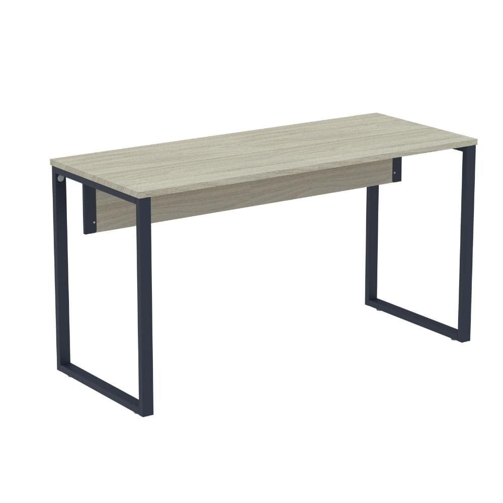 Mesa Escritório P25 TUB Pandin 150 cm (Larg) Tampo MDP Nogueira Casablanca Pé Aço Tubular Branco