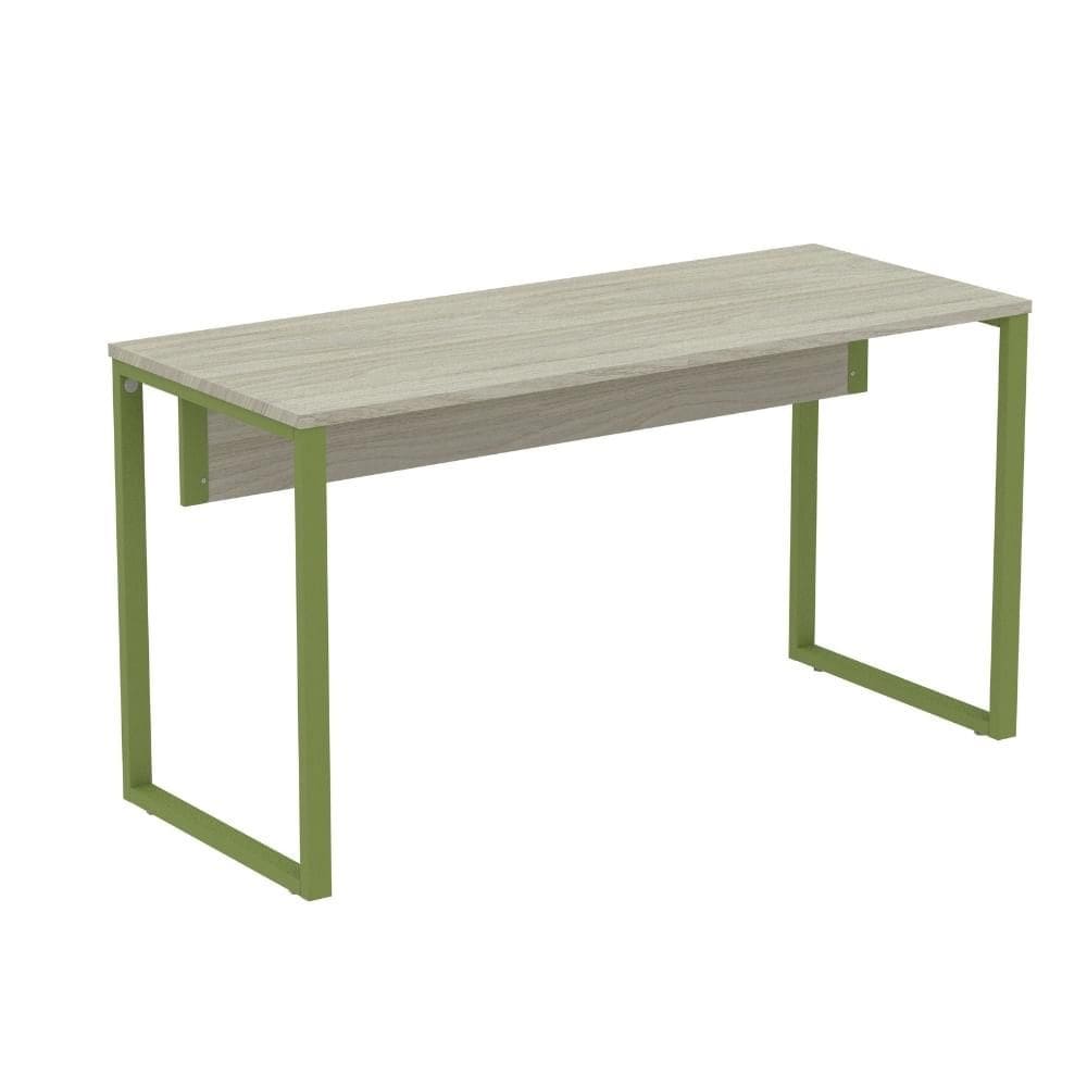 Mesa Escritório P25 TUB Pandin 170cm (Larg) x 70cm (Prof) Tampo MDP Casablanca Pé Aço Tubular Verde