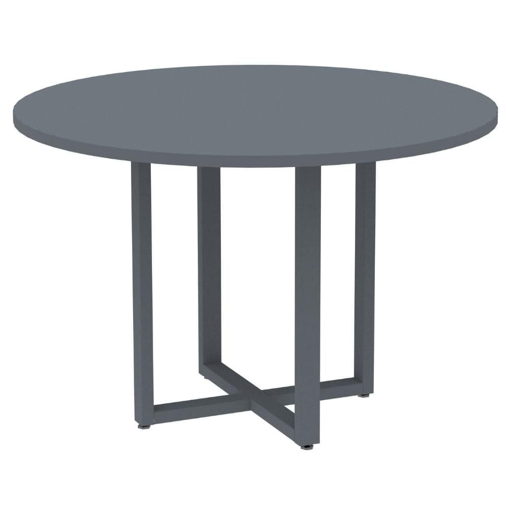 Mesa de Reunião Redonda P25 Pandin 110 cm (Largura) Tampo MDP Grafito Pé Aço Tubular Grafito