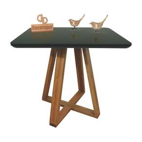 Mesa Jantar Base X Tampo Quadrado Laca Com Vidro 120cm Preto