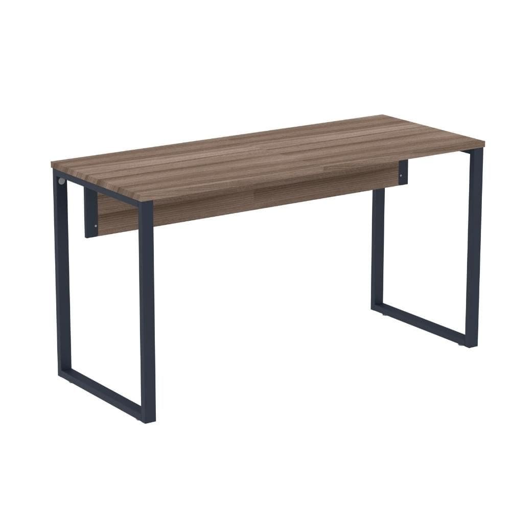 Mesa Escritório P25 TUB Pandin 134 cm (Larg) Tampo MDP Walnut Pé Aço Tubular Azul Del Rey