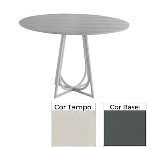 Mesa de Jantar MH-5299 Herval Redonda 110 cm Madeira Laca Fosca Off White Base Grafite