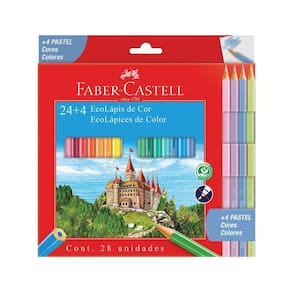 Ecolápis De Cor Regular Faber Castell - 24+4 Cores Pastel