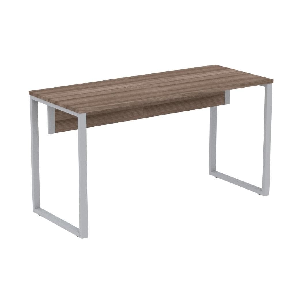 Mesa Escritório P25 TUB Pandin 150 cm (Larg) x 70 cm (Prof) Tampo MDP Walnut Pé Aço Tubular Cinza