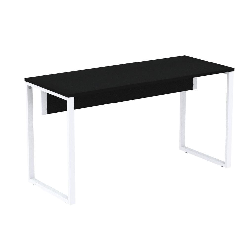 Mesa Escritório P25 TUB Pandin 170 cm (Larg) x 70 cm (Prof) Tampo MDP Preto Pé Aço Tubular Branco