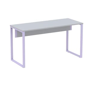 Mesa Escritório P25 TUB Pandin 170 cm (Larg) x 70 cm (Prof) Tampo MDP Cinza Pé Aço Tubular Lilás