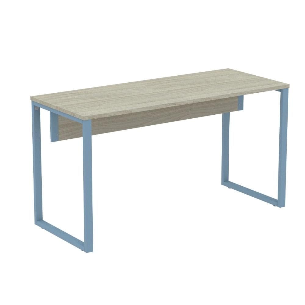 Mesa Escritório P25 TUB Pandin 170 cm Larg x 70cm Prof Tampo MDP Casablanca Pé Aço Tubular Azul Dali