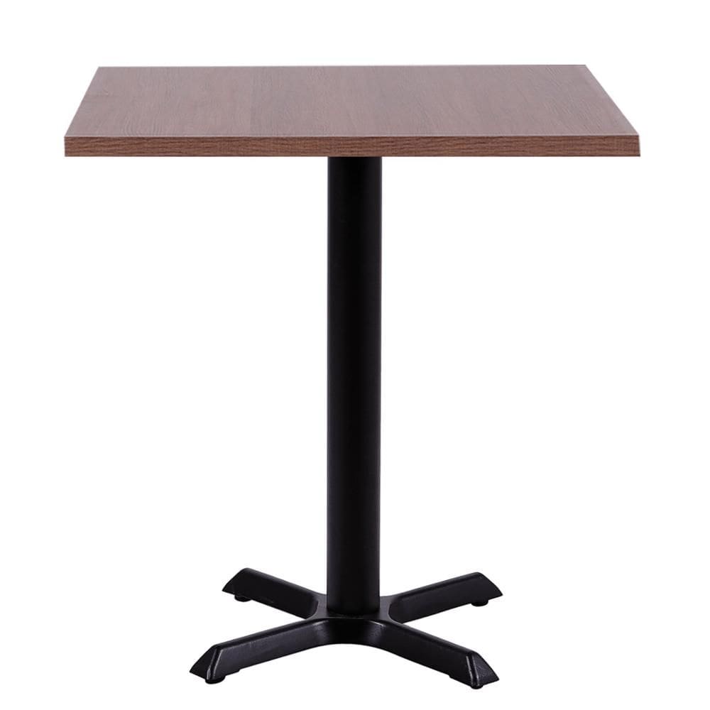 Mesa Ômega em Ferro Preto Pintura Eletrostática 74 cm (Altura) com Tampo em MDP Quadrado 80 cm Cor Imbuia